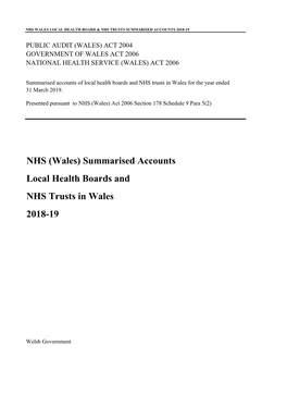 NHS (Wales) Summarised Accounts 2018-19