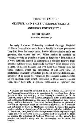 True Or False? Genuine and False Cylinder Seals at Andrews University