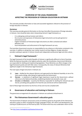 Overview of Vietnam's Legal Framework for Foreign Education Providers