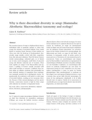Review Article Why Is There Discordant Diversity in Sengi
