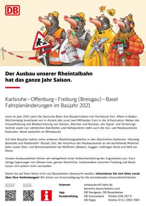 Karlsruhe–Offenburg–Freiburg (Breisgau)–Basel Fahrplanänderungen Im Baujahr 2021