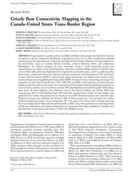 Grizzly Bear Connectivity Mapping in the Canada–United States Trans-Border Region