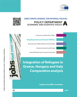 Integration of Refugees in Greece, Hungary and Italy Comparative Analysis