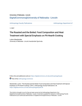 The Roasted and the Boiled: Food Composition and Heat Treatment with Special Emphasis on Pit-Hearth Cooking