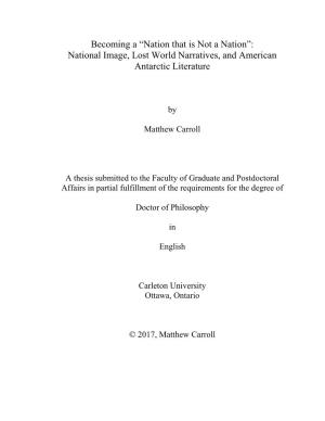 Becoming a “Nation That Is Not a Nation”: National Image, Lost World Narratives, and American Antarctic Literature