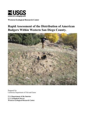 Rapid Assessment of the Distribution of American Badgers Within Western San Diego County