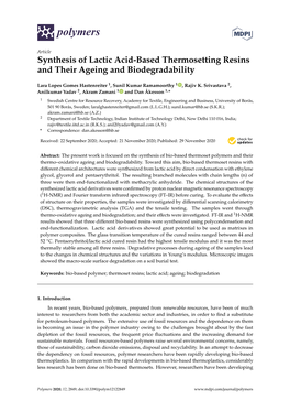 Synthesis of Lactic Acid-Based Thermosetting Resins and Their Ageing and Biodegradability