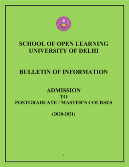 School of Open Learning University of Delhi Bulletin of Information