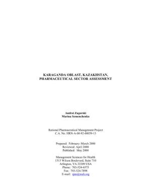 Karaganda Oblast, Kazakhstan, Pharmaceutical Sector Assessment