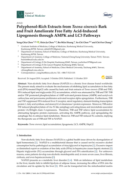 Polyphenol-Rich Extracts from Toona Sinensis Bark and Fruit Ameliorate Free Fatty Acid-Induced Lipogenesis Through AMPK and LC3 Pathways
