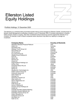 Ellerston Listed Equity Holdings