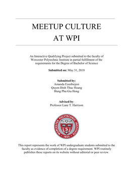 Meetup Culture at Wpi ______