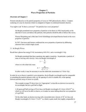 Chapter 3 Wave Properties of Particles