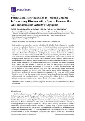 Potential Role of Flavonoids in Treating Chronic Inflammatory Diseases with a Special Focus on the Anti-Inflammatory Activity of Apigenin