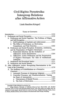 Civil Rights Perestroika: Intergroup Relations After Affirmative Action