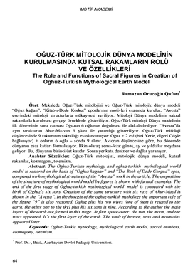 Oguz-Türk Mitolojik Dünya Modelinin Kurulmasinda