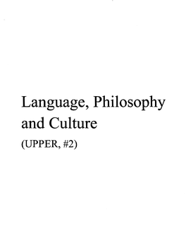 Language, Philosophy and Culture