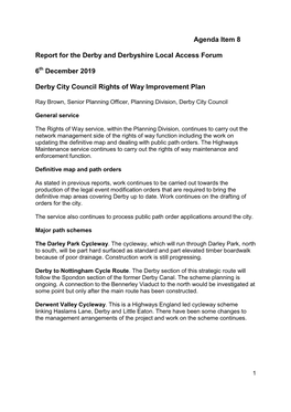 December 2019 Derby City Council Rights of Way Improvement Plan