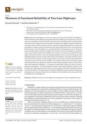 Measures of Functional Reliability of Two-Lane Highways