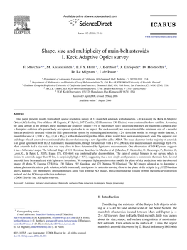 Shape, Size and Multiplicity of Main-Belt Asteroids I. Keck Adaptive Optics Survey