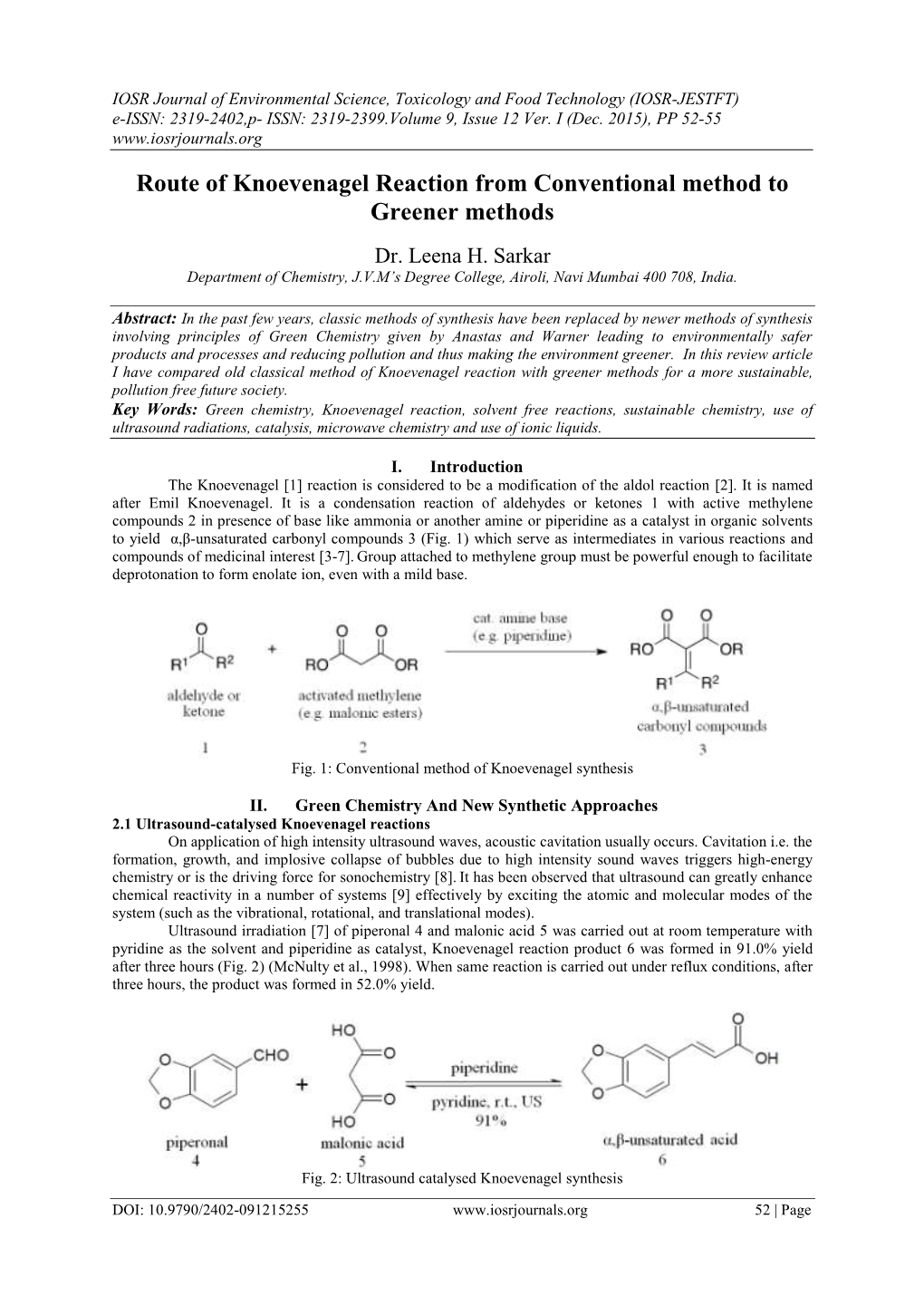 Route of Knoevenagel Reaction from Conventional Method to Greener Methods