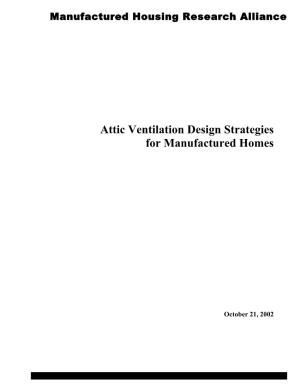 Attic Ventilation Design Strategies for Manufactured Homes