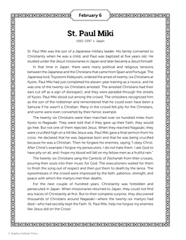 St. Paul Miki 1562–1597 • Japan