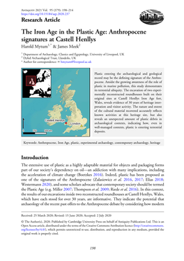Anthropocene Signatures at Castell Henllys Harold Mytum1,* & James Meek2