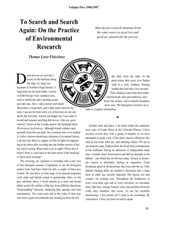 To Search and Search Again: on the Practice of Environmental Research