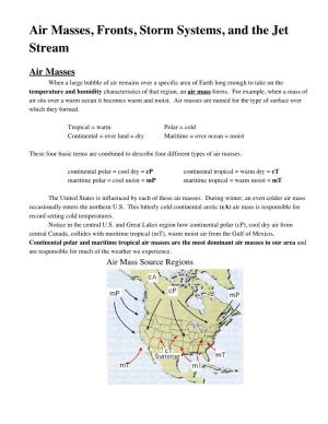 Air Masses, Fronts, Storm Systems, and the Jet Stream