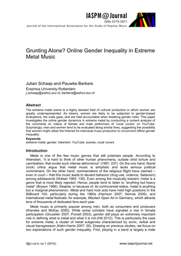 Grunting Alone? Online Gender Inequality in Extreme Metal Music