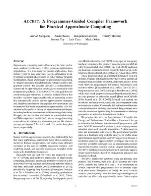 ACCEPT: a Programmer-Guided Compiler Framework for Practical Approximate Computing
