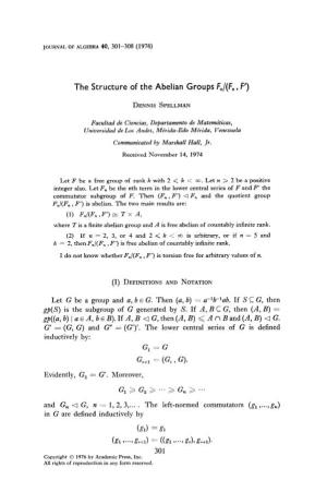 The Structure of the Abelian Groups F,/(F,, F’)