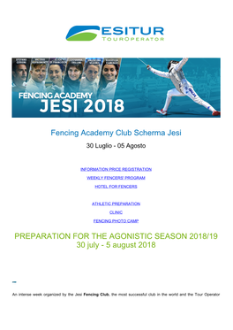 Fencing Academy Club Scherma Jesi 30 Luglio - 05 Agosto