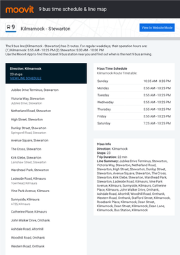 9 Bus Time Schedule & Line Route