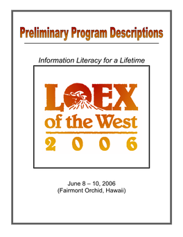 LOEX of the West 2006 Program Descriptions