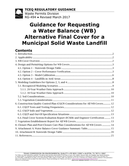 Alternative Final Cover for a Municipal Solid Waste Landfill Contents 1