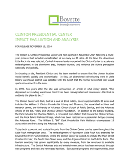 Clinton Presidential Center Impact Evaluation and Analysis