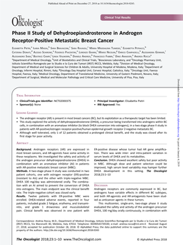 Phase II Study of Dehydroepiandrosterone in Androgen Receptor-Positive Metastatic Breast Cancer