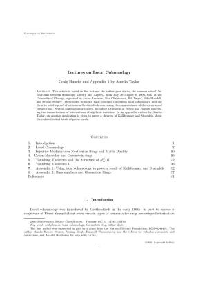 Lectures on Local Cohomology