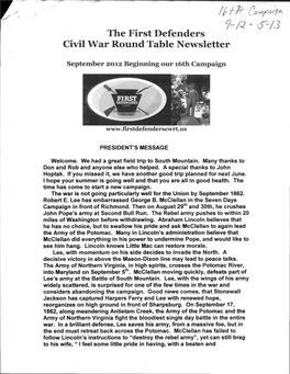 The First Defenders Civil War Round Table Newsletter