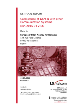 Coexistence of GSM-R with Other Communication Systems ERA 2015 04 2 SC