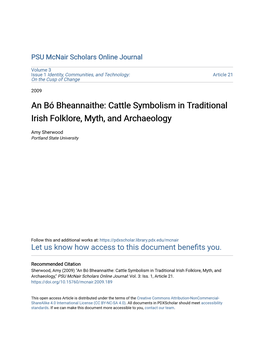 Cattle Symbolism in Traditional Irish Folklore, Myth, and Archaeology