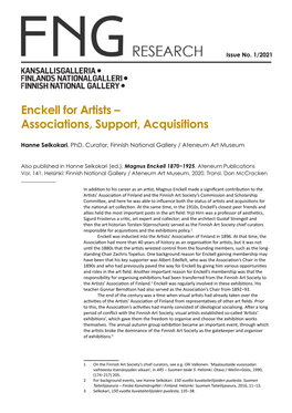 Enckell for Artists – Associations, Support, Acquisitions