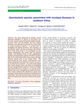 Quambalaria Species Associated with Eucalypt Diseases in Southern China
