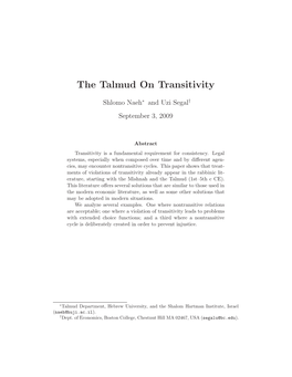 The Talmud on Transitivity