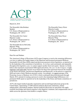 ACP Letter to House Leaders Opposing H.R. 4302, the Protecting Access To