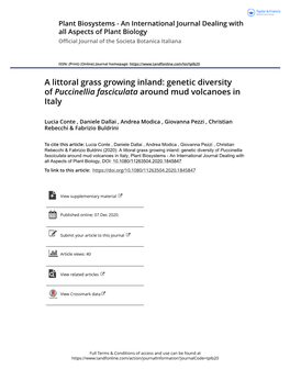 A Littoral Grass Growing Inland: Genetic Diversity of Puccinellia Fasciculata Around Mud Volcanoes in Italy