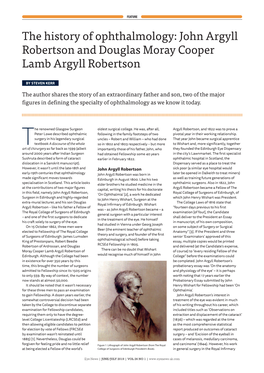 The History of Ophthalmology: John Argyll Robertson and Douglas Moray Cooper Lamb Argyll Robertson
