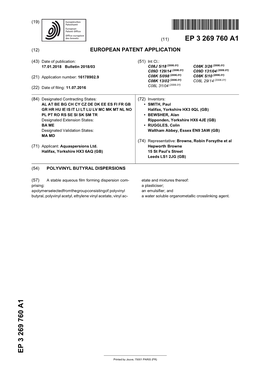 Polyvinyl Butyral Dispersions